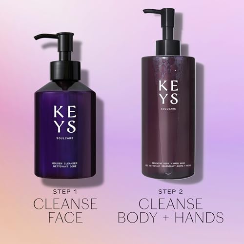 Keys Soulcare Face + Body Cleanse Bundle, Includes Golden Cleaser & Renewing Body & Hand Wash, Soothes Skin, Gently Removes Dirt, Makeup + Impurities