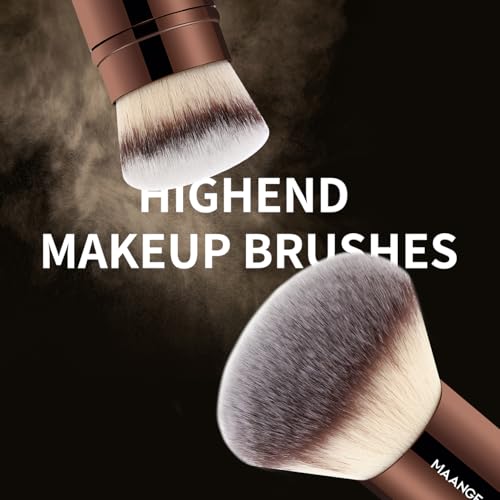 MAANGE 8 Pcs Makeup Brushes with Bag, Double-End Multi-functional Makeup Brushes for Blending Liquid Powder Concealer Cream Blush (Coffee Brown)