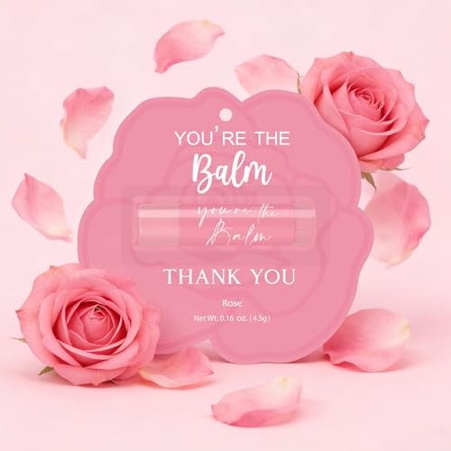 Thank You Rose Lip Balm Set - 30 Pcs Bulk Gifts for Wedding Bridal Shower Bachelorette Baby Shower Party Favors - You Are The Balm Variation of THIS listing