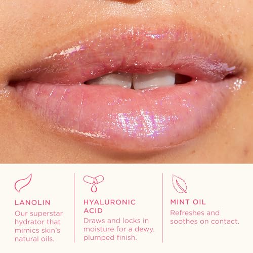 Lanolips Lanolin Lip Water - Clear Gloss Serum - Hyaluronic Acid Lip Balm and Shimmer for a Hydrated Glow - Lanolin Oil Moisturizer for Dry, Cracked Skin (10ml / 0.34 fl oz)