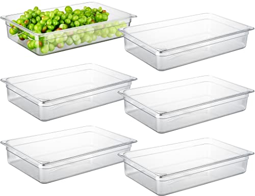Full Size 4-Inch Deep NSF Polycarbonate Food Pan 6-Pack - Dishwasher & Freezer Safe