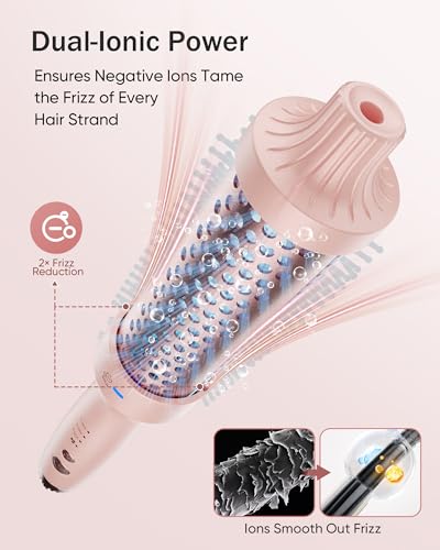 Pink Ionic Heated Curling Brush for Blowout Look - VIKICON PRO