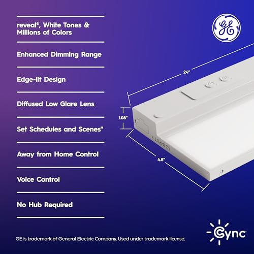 24 Inch Smart LED Under Cabinet Light Bar - Color Changing, Wi-Fi Compatible
