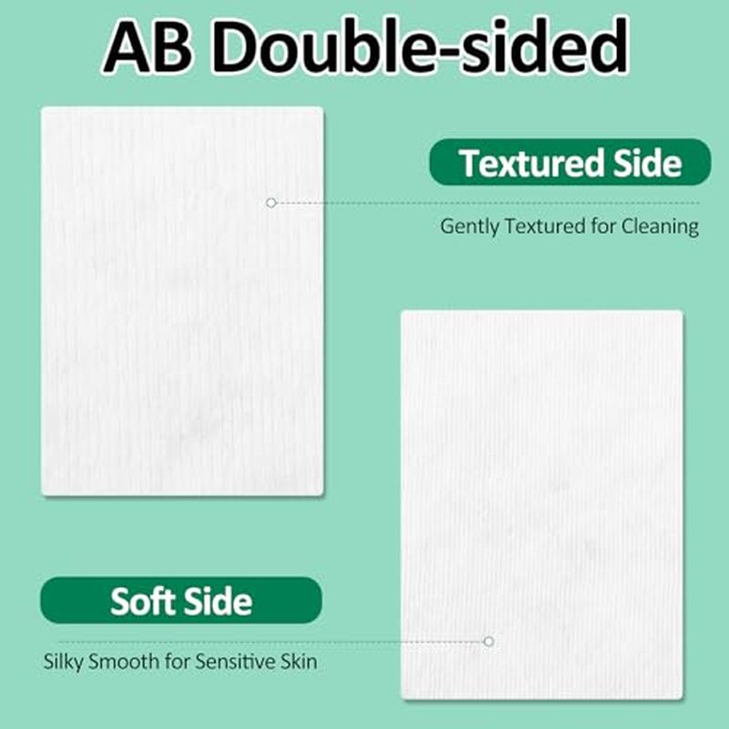 10 Pack 500 Pcs Extra Large Cotton Cleansing Pads, 3.5 x 4.5'' Cotton Pad, Ultra Soft Large Facial Cleansing Square Bulk for Face Daily Skin Care Toner Makeup Remover, 50 White Square Per Bag