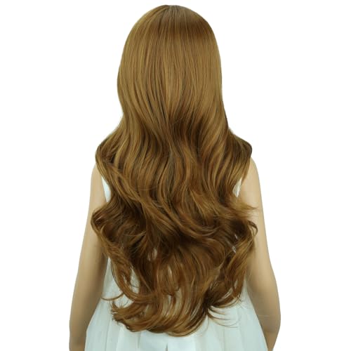 Child Ash Blonde Wavy Curly Wig for Kids - Long Synthetic Heat-Resistant Wigs with Cap
