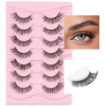 Wispy Lashes Natural Cat Eye Lashes 14mm False Eyelashes Thin Memory Band Volume False Lashes Soft Strip Lashes Pack C Curl Natural Eyelashes Fake Eyelashes 7 Pair EVENTILL