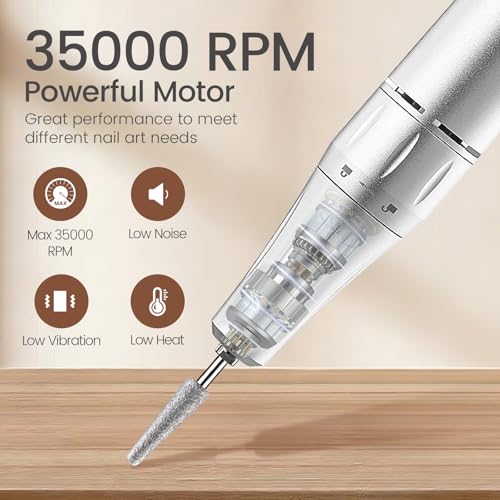 Delanie Nail Drill White - Fast Removal for Acrylics, Gels & Dip Powder