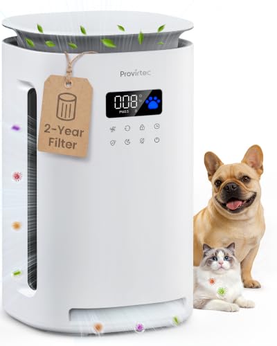Pet Air Purifier with H13 HEPA & 2-Year Filter Kit - Provirtec, Washable Pre-Filters