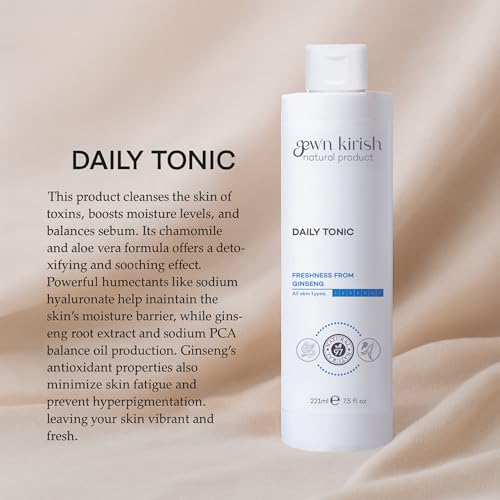Gew¡¯n Kirish Daily Tonic ? Purifying & Hydrating Face Toner with Ginseng, Balances Sebum & Revives Skin, Suitable for Oily, Dry & Sensitive Skin, 7.5 fl oz