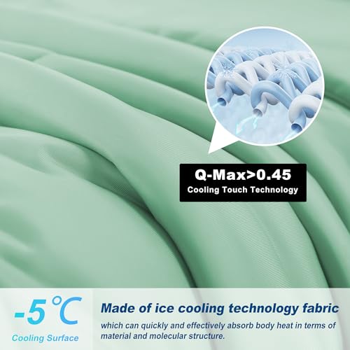 King Size Cooling Comforter with Double-Sided Cold Tech Fabric - Sage Green