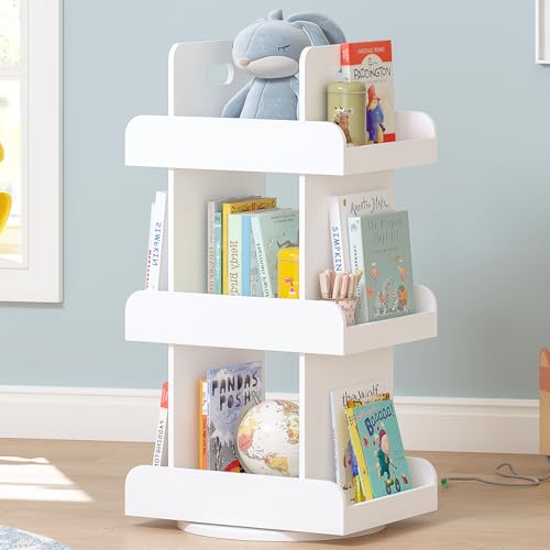 Kids Rotating Bookshelf Tower - Spinny Bookcase for Toddlers & Storage