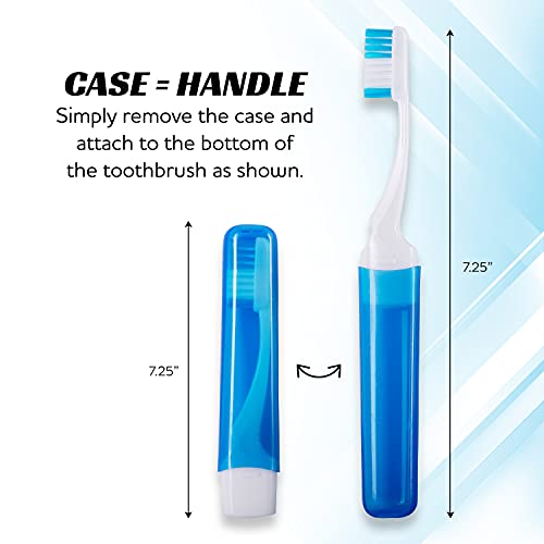 Mini Travel Toothbrush with Cover - Camping Size, Medium Bristles, 50 Pack - Adult Kit (Case-Medium Variation)