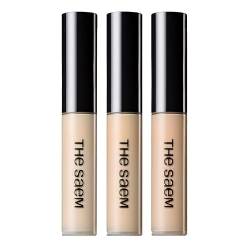 THESAEM Cover Perfection Tip Concealer 3-Pack Set - 1, 1.5, 2 Bundle - High Coverage Long Lasting Concealer Kit - Korean Makeup for Dark Circles, Blemishes & Multi-Tone Matching, 0.2 fl.oz. each