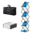 7-Pocket Brochure Display Stand - Adjustable Literature Rack with Carrying Bag - Silver
