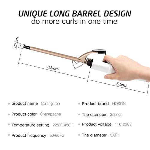 3/8 Inch Small Curling Iron for Short Hair - Ceramic Tourmaline Coating