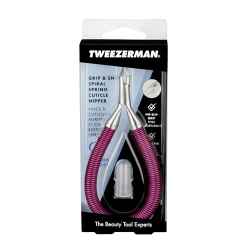 Tweezerman Grip & Snip Spiral Spring Cuticle Nipper - Assorted Colors, 2.5 x 1 x 6 in