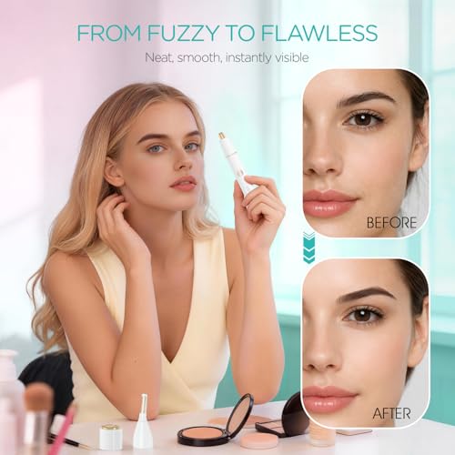 Eyebrow Trimmer for Women, 3-in-1 Electric Eyebrow Razor & Facial Hair Remover, Painless Rechargeable & Portable for Brows, Peach Fuzz, Lips and Chin (White)