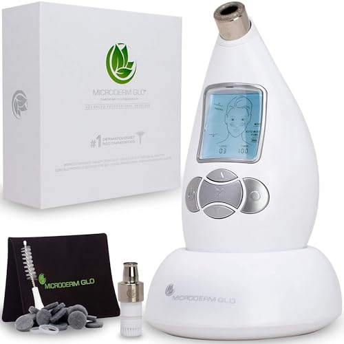 Microderm GLO Diamond Microdermabrasion Machine - White, 1 Count - Home Facial System for Anti-Aging & Skin Rejuvenation