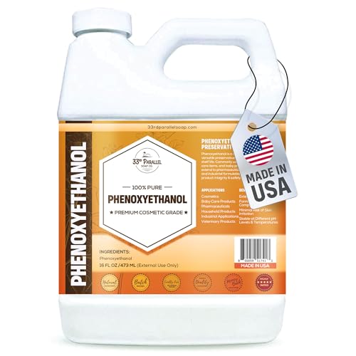 PHENOXYETHANOL Preservative Liquid (16 oz) Paraben-Free; Formaldehyde-Free; Water & Oil Soluble | Suitable for Soap Making, Lotions, Conditioners, Creams | Keeps Products Fresh & Safe | 16 Ounces
