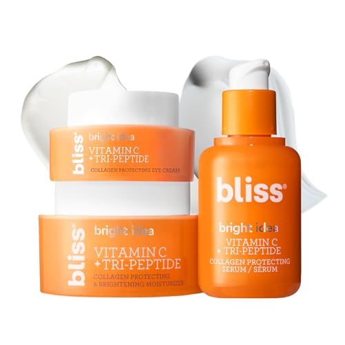 Bliss Vitamin C + Tri-Peptide Glow Getter Bright Idea 3-Piece Kit ? Includes Brightening Moisturizer, Eye Cream & Serum for Radiant, Firm, Hydrated Skin ? Vegan & Cruelty-Free Skincare Set