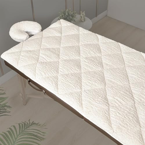 Double-Sided Massage Table Pad 76x34in Plush Fleece & Microfiber Cover, Spa Bed Topper