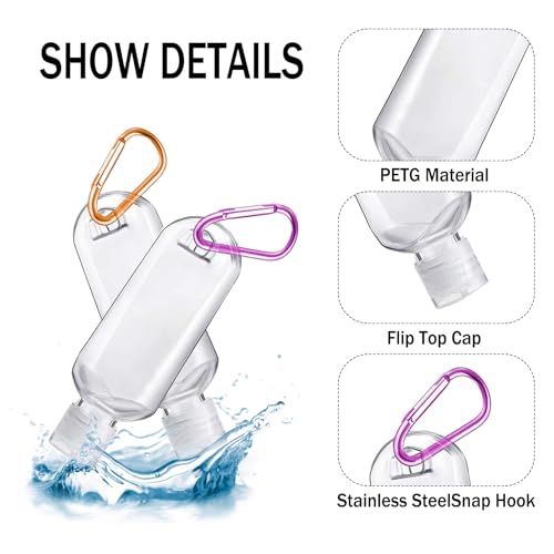 HATTIE 100 Pack Travel Clear Plastic Keychain Bottles 50ml Leakproof Refillable Squeeze