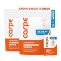 Carpe Antiperspirant Wipes Pack of 2 - 15 Count Each, On-The-Go Sweat & Odor Relief