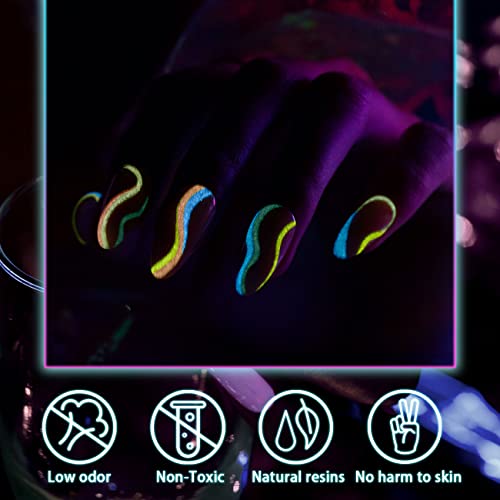 Glow in The Dark Nail Art Gel Set - 12 Pastel Colors with Fine Brush