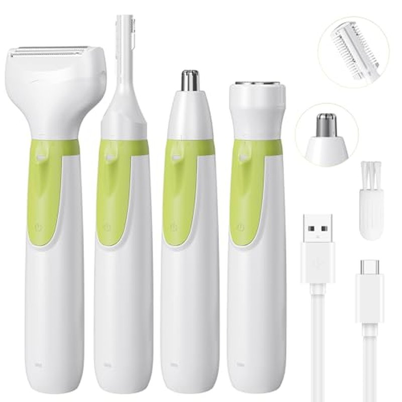 Electric Razor for Women- 4 in 1 Electric Shaver for Women, Wet & Dry Bikini Trimmer and Facial Hair Remover,Eyebrow Razors Nose Hair Trimmer Rechargeable Personal Trimmer Groomer for Body Hair 8868