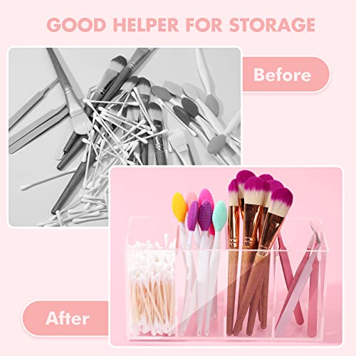 2 Pack Acrylic Makeup & Lash Organizer with Lid - 4 Compartments, Dustproof Storage - Variation 2