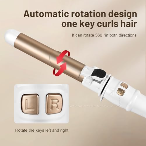 Green Breath Auto Rotating Curling Iron 1-Inch Ceramic, White - Dual Voltage