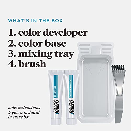 Just For Men Mustache & Beard Dye Light Brown M-25 Pack of 2 with Brush, Biotin & Coconut Oil