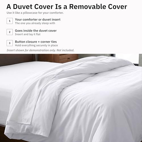 California Design Den Oversized King Duvet Cover White 120x98 Inches - Luxury 400 Thread Count Cotton Sateen, No Comforter