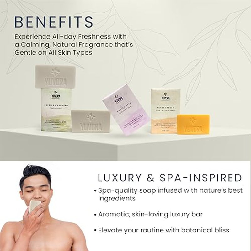 6 Pcs Men Natural Handmade Body Soaps 5 OZ Pack Set Rugged Essence Long lasting Fragrance Luxurious Scents with Natural Ingredients ? Sulfate & Paraben Free, Vegan Soap