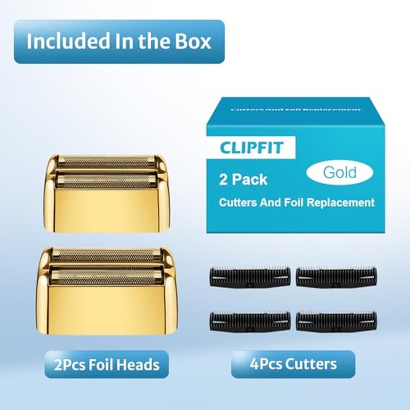 FXFS2 Foil Shaver Replacement Foil Compatible with Babyliss Foil Shaver FXFS2, Gold Color, 2Pack