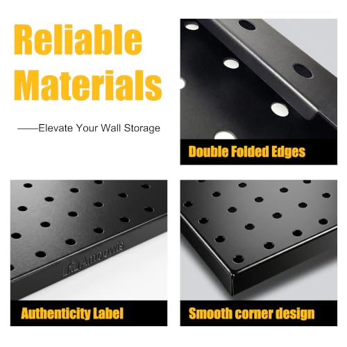 4 Pcs Black Pegboard Panels 16x33in - 100 lb Capacity Wall Organizer (4-Pack)