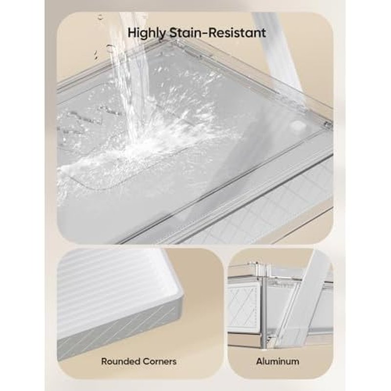 2 Tier Bathroom Countertop Organizer, Z-Shaped Vanity Organizer with Sliding Tray & Drawer, Skincare, Makeup & Perfume Storage Organizer, Acrylic office, Dresse & Desk Organizer