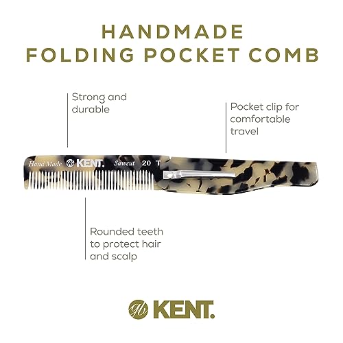 KENT 20T TW Handmade Folding Pocket Comb 2 Pack White Tokyo for Men & Women