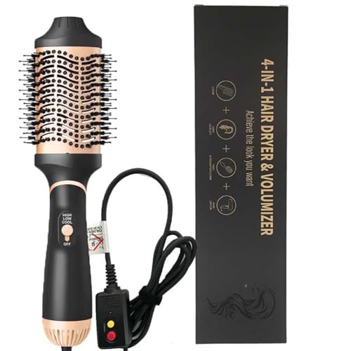 Ebooine 4-in-1 Hair Dryer Brush Volumizer - Golden, Large, Anti-Frizz Ionic Styler