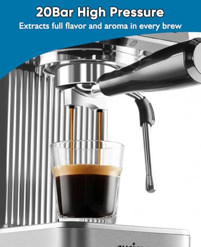 CUSIMAX Silver Espresso Machine with Steam Wand for Latte & Cappuccino