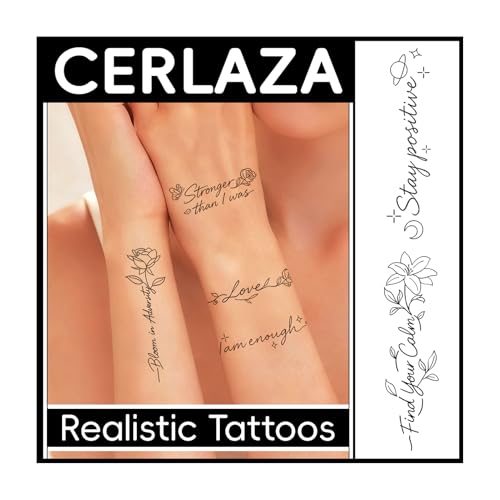 Cerlaza Temporary Tattoos Adult, 29 Styles Fake Tattoos Semi Permanent Tattoo for Women Girls, Realistic Long Lasting Small Rose Tatoo Temporary Kits Flower Floral Stickers Body Art for Hand Neck