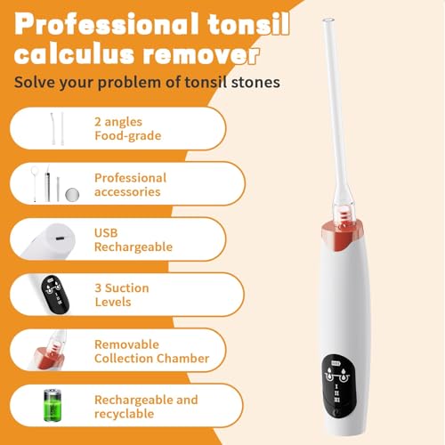 Electric Tonsil Stone Remover Vacuum Kit with Magnifier LED Light & Cleaning Tools