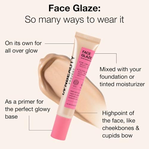 Innbeauty Project Face Glaze, Highlighting Cream, Skin Barrier Protect & Glow Moisturizer with Ceramides & Hydrating Actives, 0.85 OZ (25ml)