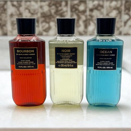 Men's 3-in-1 Hair, Face & Body Wash Gift Set - Bourbon, Noir & Ocean, 3 x 10 fl oz