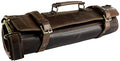 Rustic Town Genuine Leather Chef Knife Roll - Walnut Brown, Holds 11 Knives
