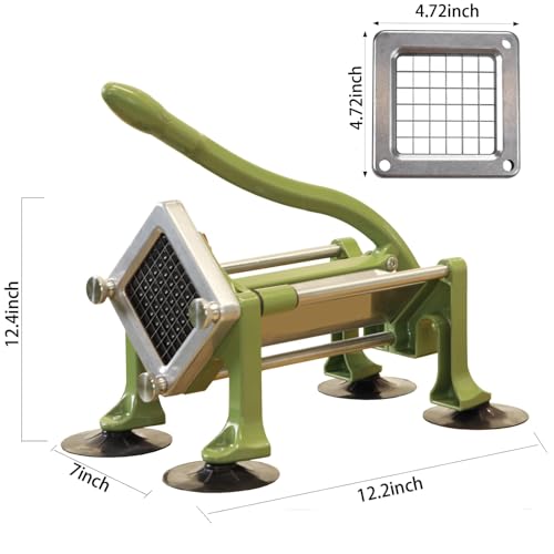 French Fry Cutter 3/8, 1/4 & 1/2 Inch Blade Stainless Steel Potato Slicer Manual