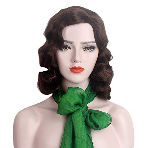Long 1920s Vintage Curly Wig - Brown, Middle Length, Synthetic & Heat-Resistant