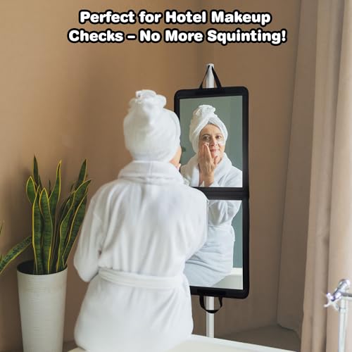 LPHUMEX Foldable Full Length Dance Mirror ? 33¡± Portable Shatterproof Hanging Mirror, Folding Full Length Travel Mirror for Dancing, Camping, Dance Competition Must Haves