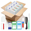 50 Sets Personal Hygiene Kit Bulk,10-IN-1 Green Individually Wrapped Disposable Travel Toothbrushes and Hotel Vanity Set Basic Toiletry Supplies for Homeless,Guests,Charity