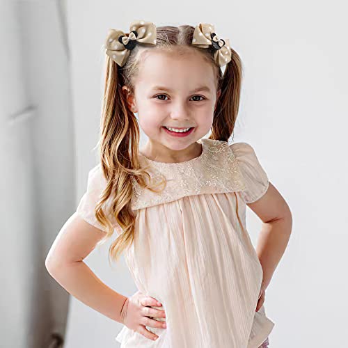 Qearl 16 Pcs Mouse Ears Bow Clips for Girls, Polka Dot Red Bows Theme Park Costume Party Decoration for Toddlers Girls in Pairs